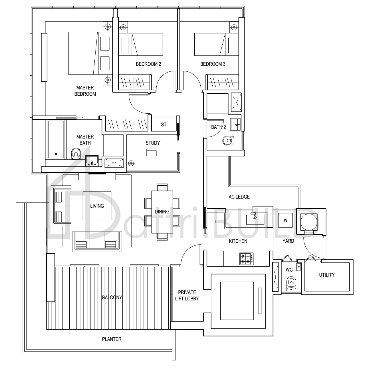SKYLINE RESIDENCES C3 floorplan (watermarked)