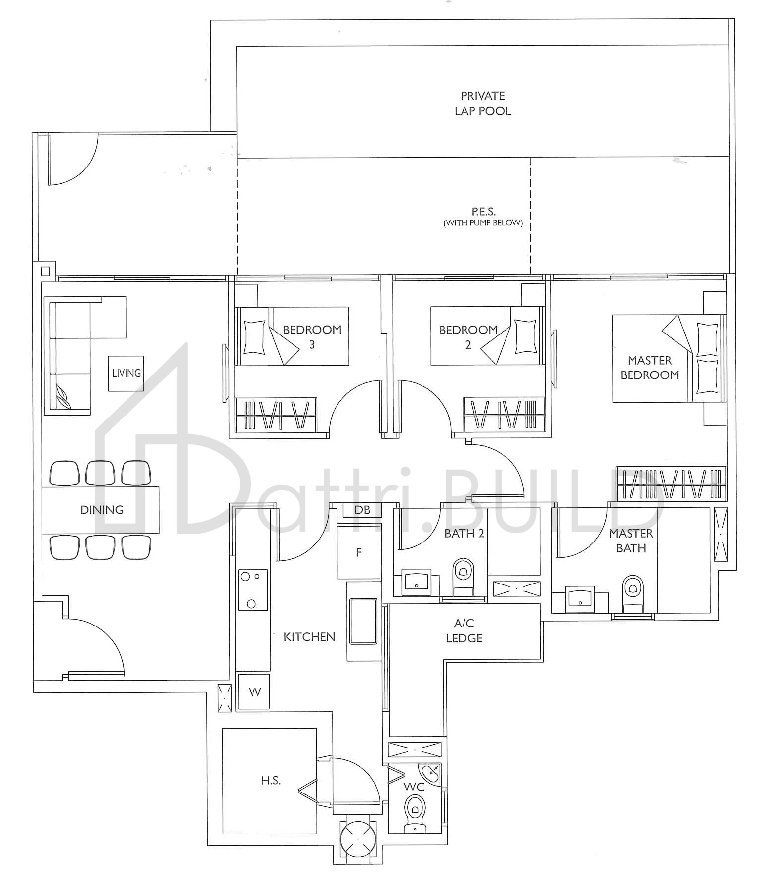 THE LUXURIE C1P floorplan (watermarked)