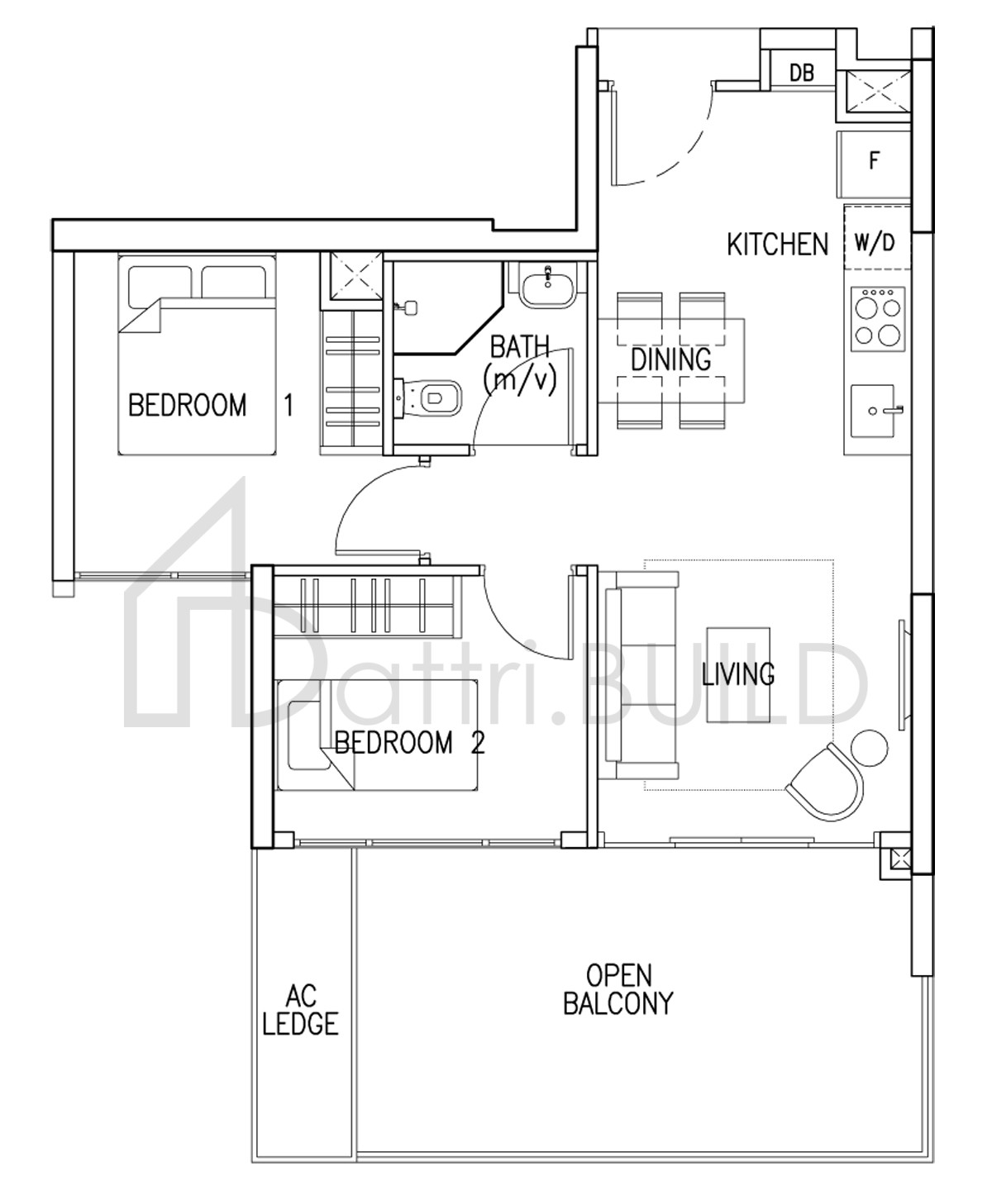 THE SKYWOODS 2C2PH floorplan (watermarked)