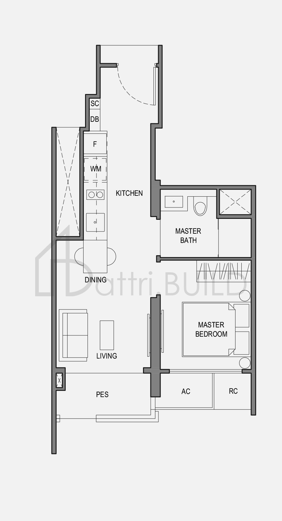 PARC BOTANNIA 1BR2-P floorplan (watermarked)