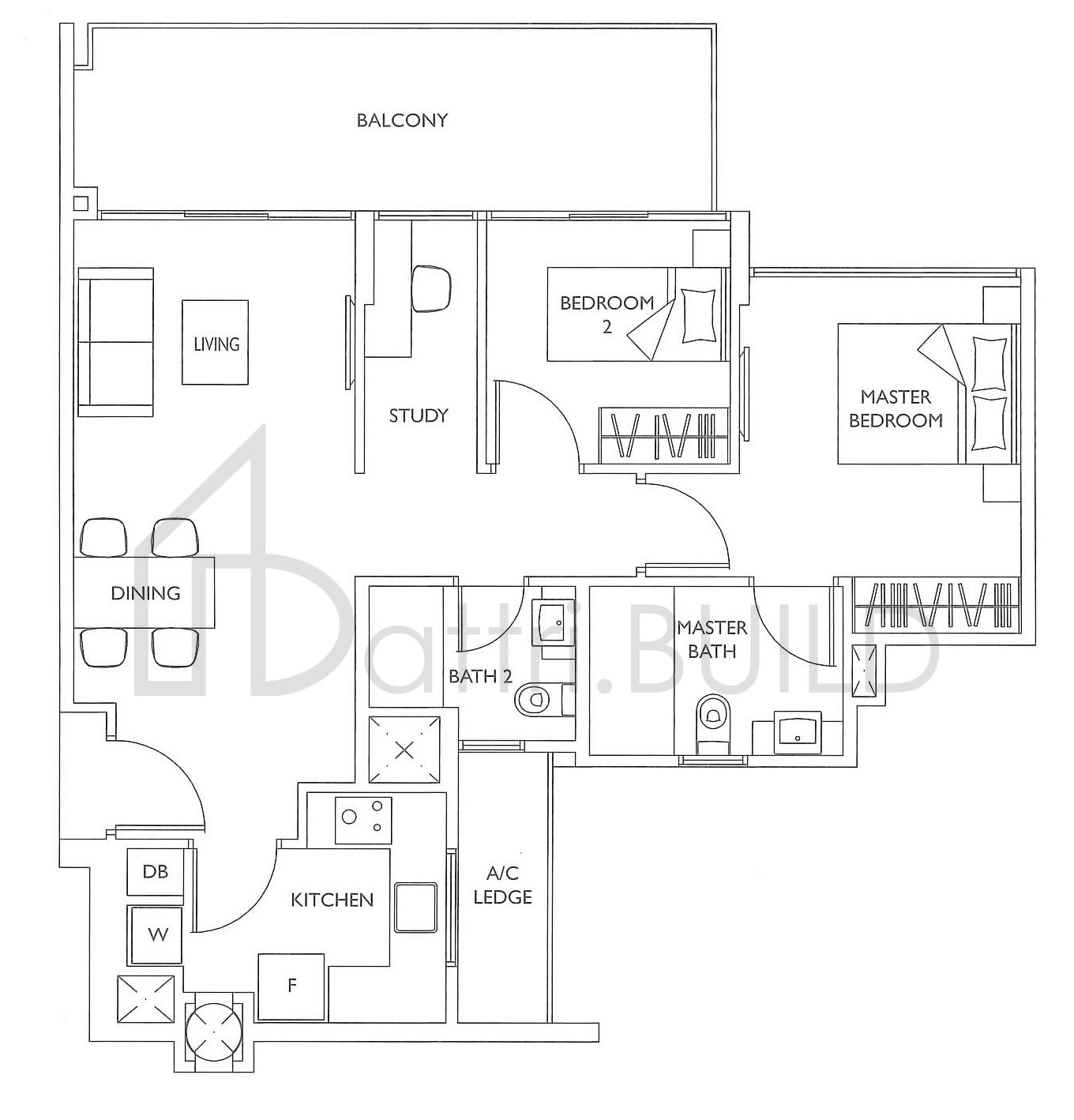 THE LUXURIE BS2A floorplan (watermarked)