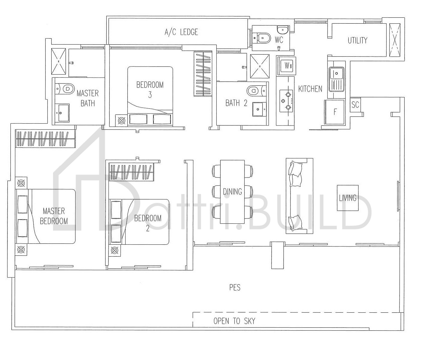 TWIN WATERFALLS B5-P floorplan (watermarked)