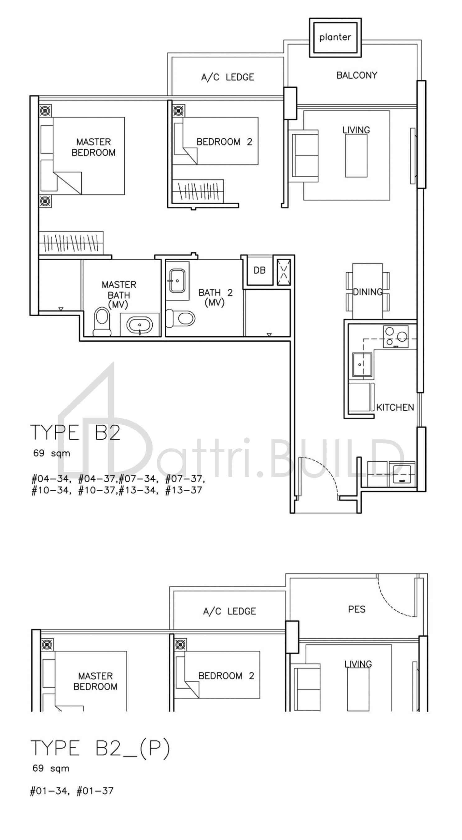 THE SANTORINI B2P floorplan (watermarked)