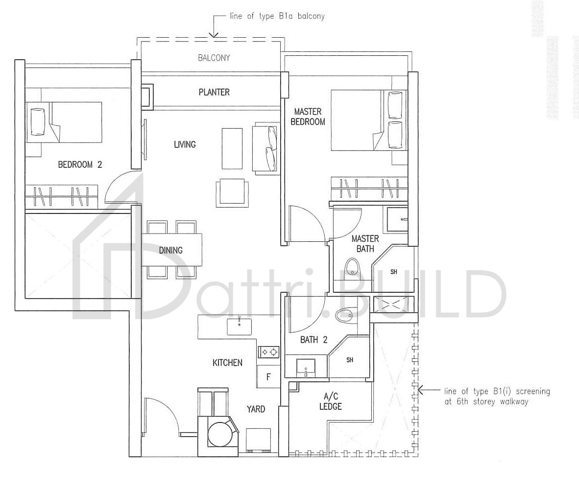 SUITES AT ORCHARD B1 & B1i floorplan (watermarked)