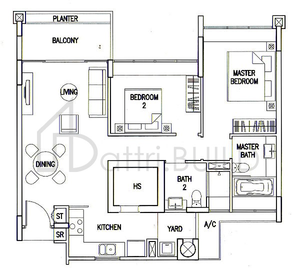 THE CALROSE A3 floorplan (watermarked)