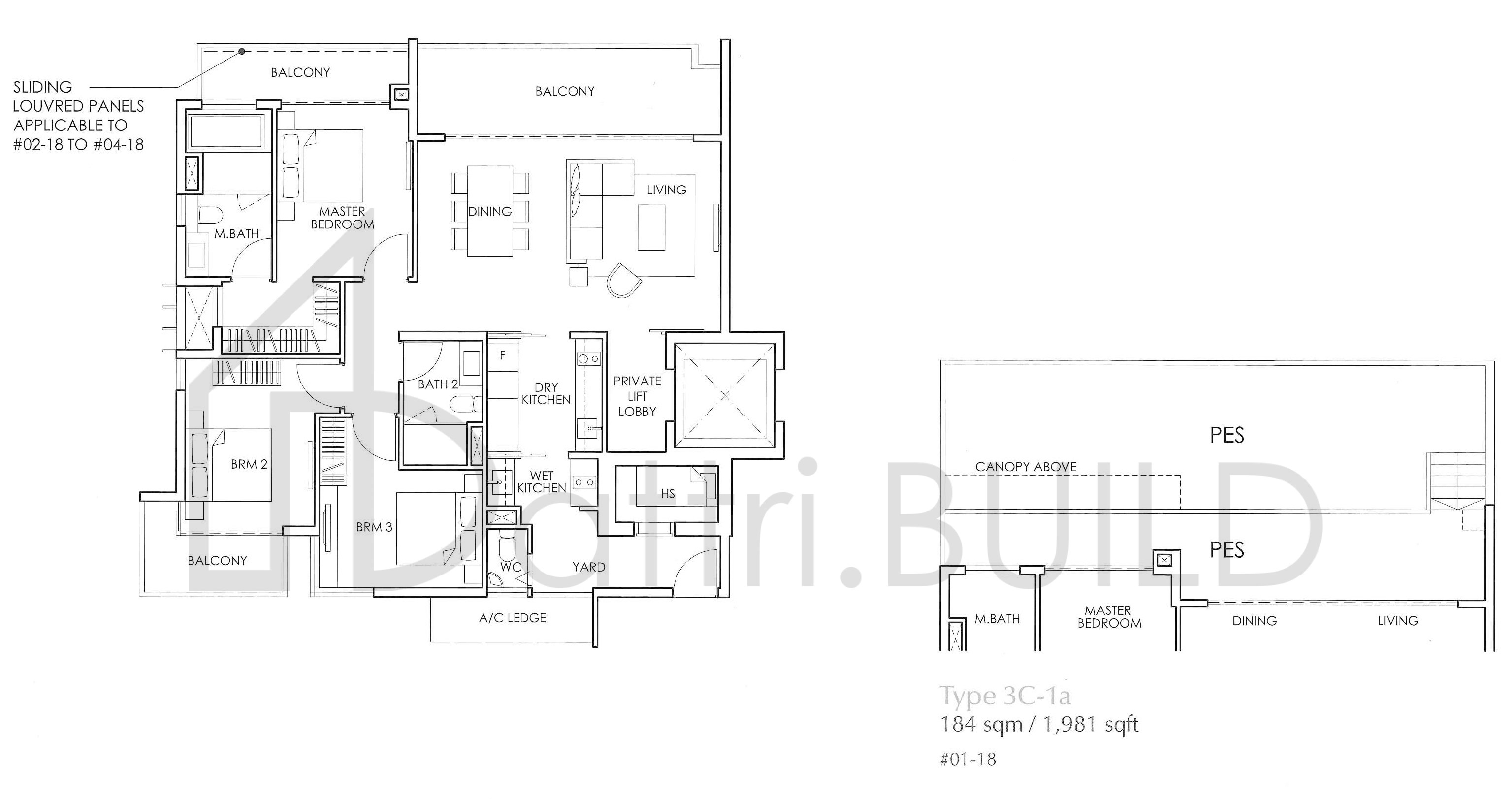 THE GLYNDEBOURNE 3C-1a floorplan (watermarked)