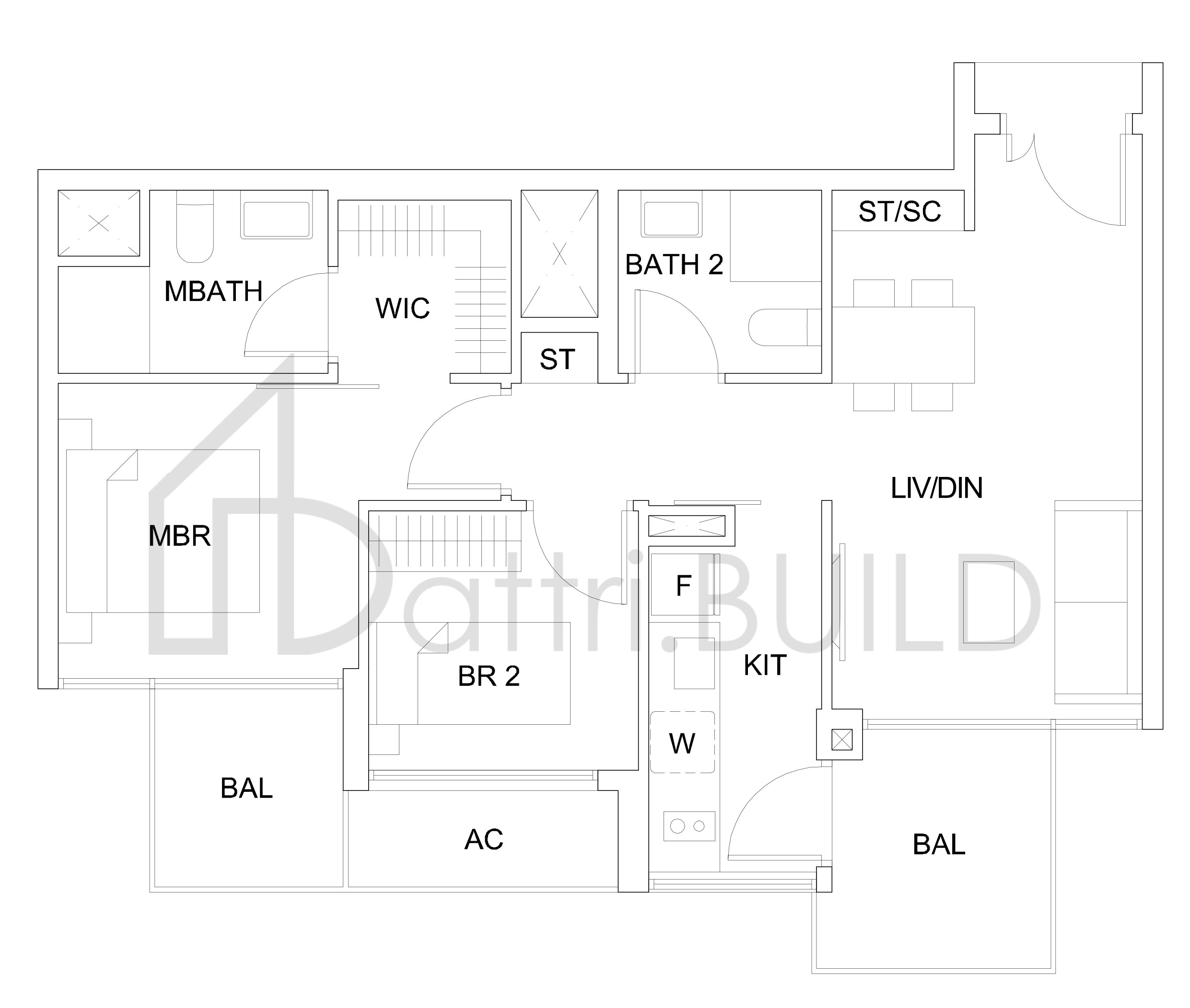 SKY VUE B2a2(2-br Suite) floorplan (watermarked)