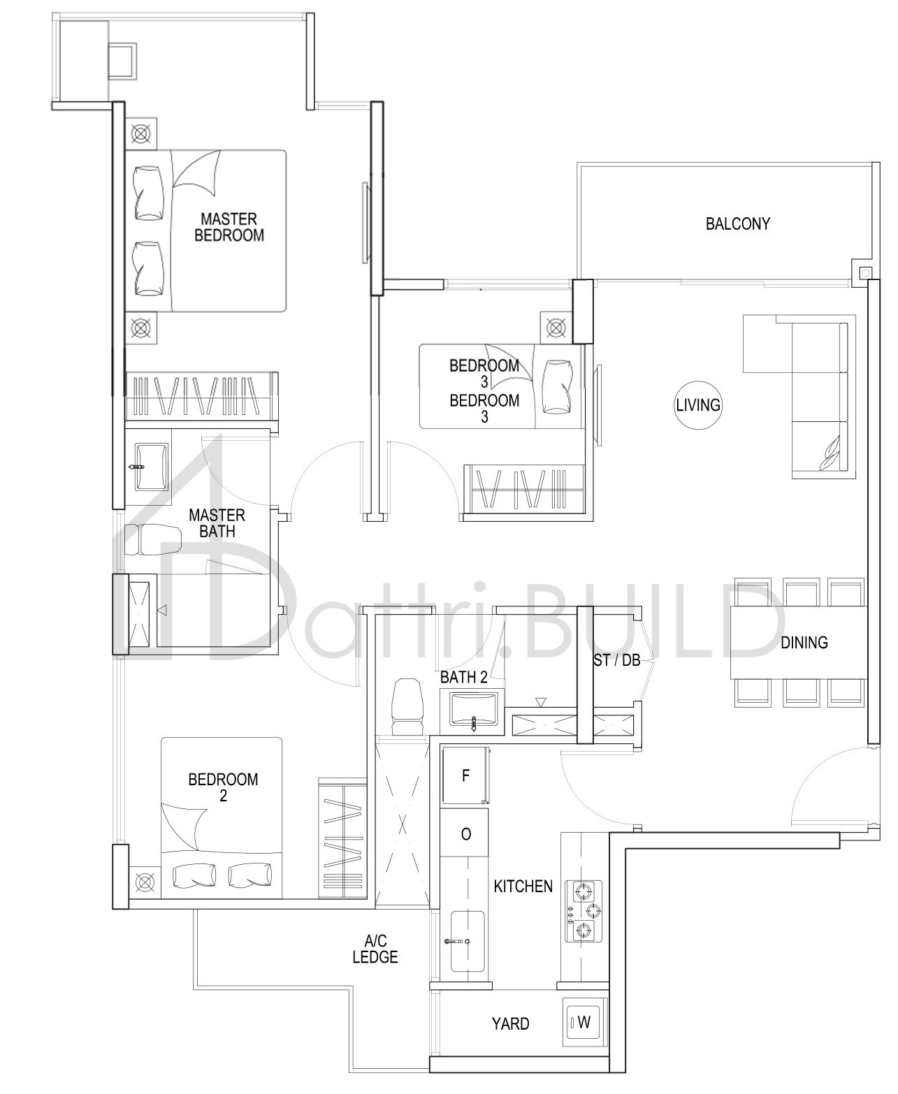 THE RAINFOREST B1a floorplan (watermarked)