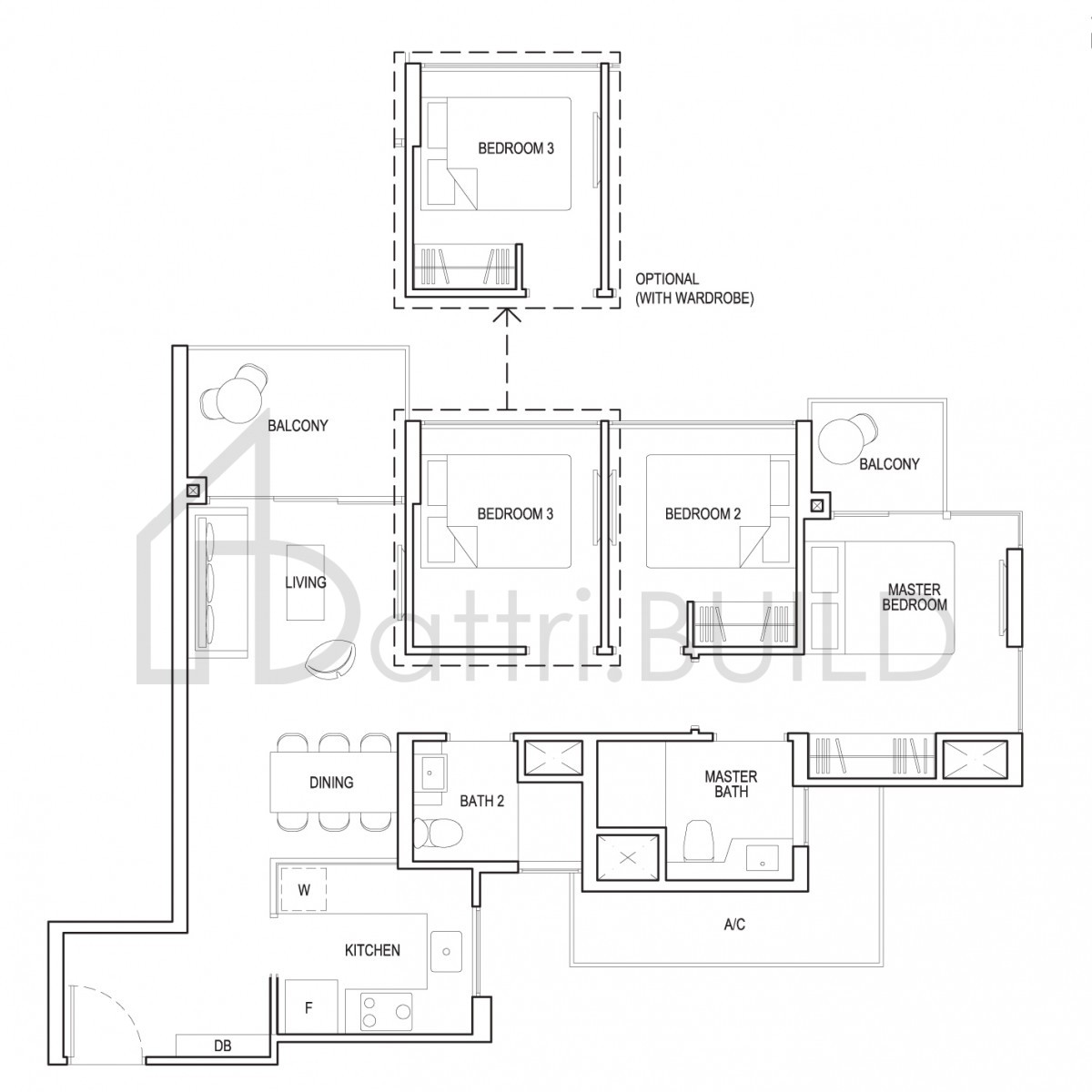 GRANDEUR PARK RESIDENCES 3c1a floorplan (watermarked)