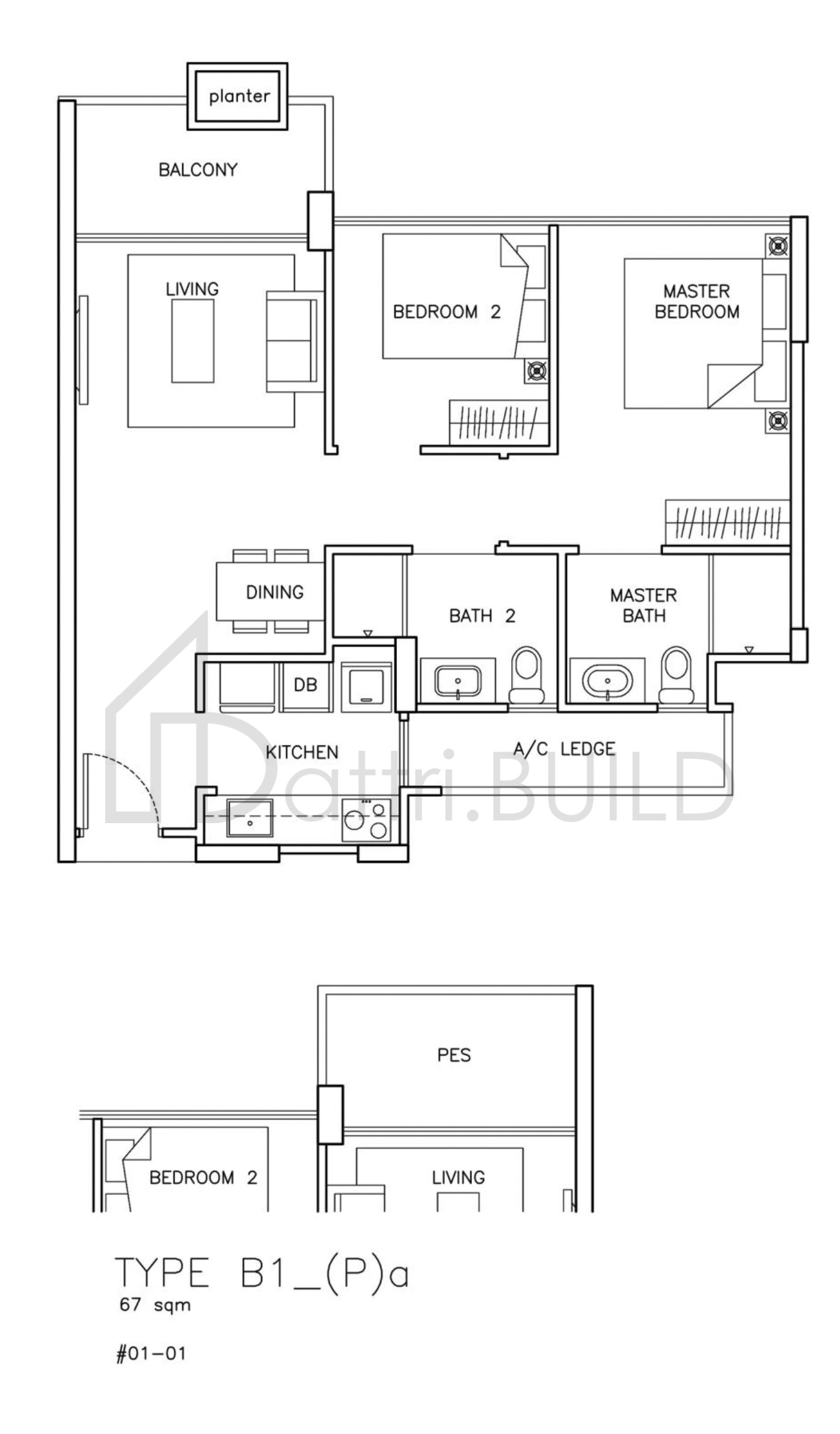 THE SANTORINI B1Pa floorplan (watermarked)