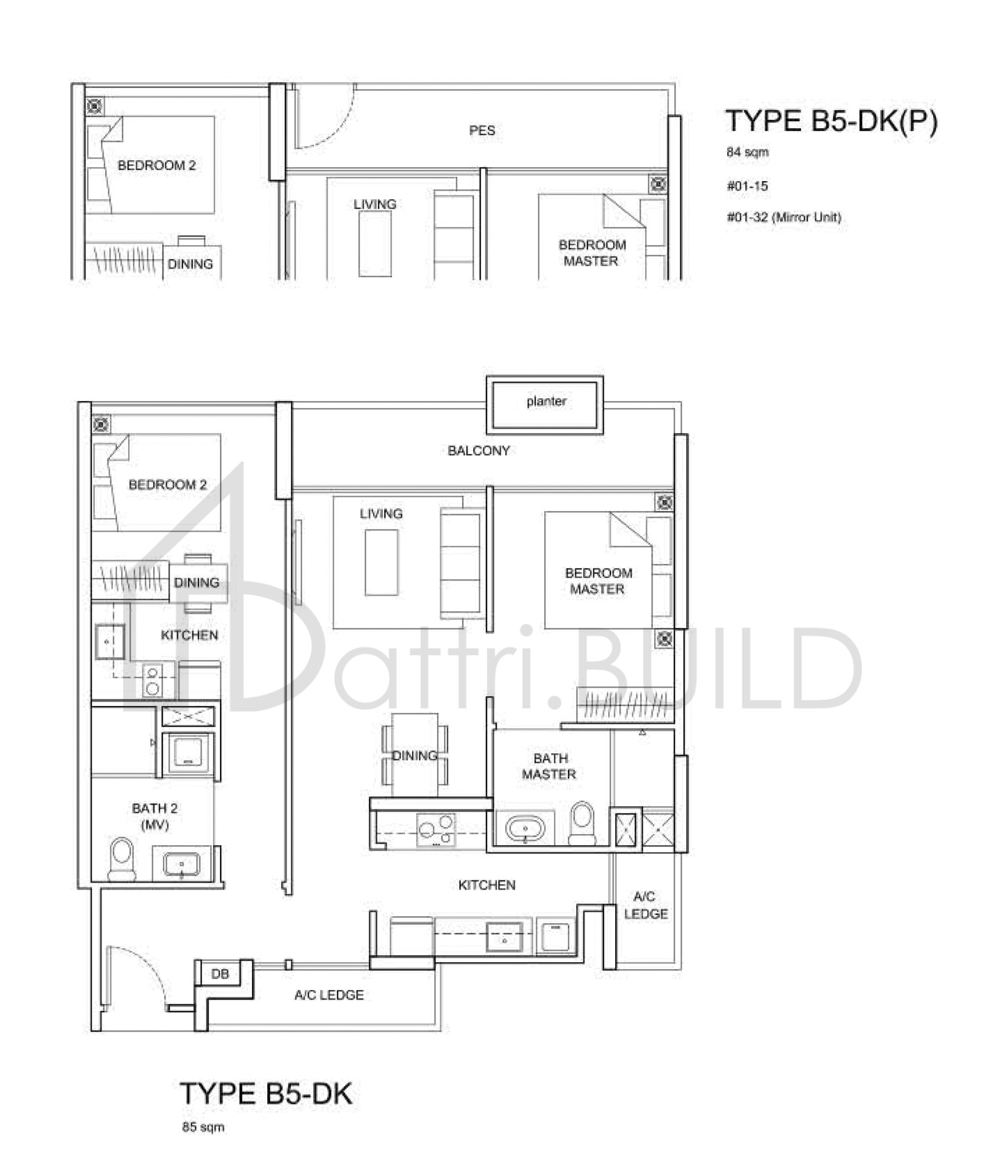 THE SANTORINI B5-DK(P) floorplan (watermarked)
