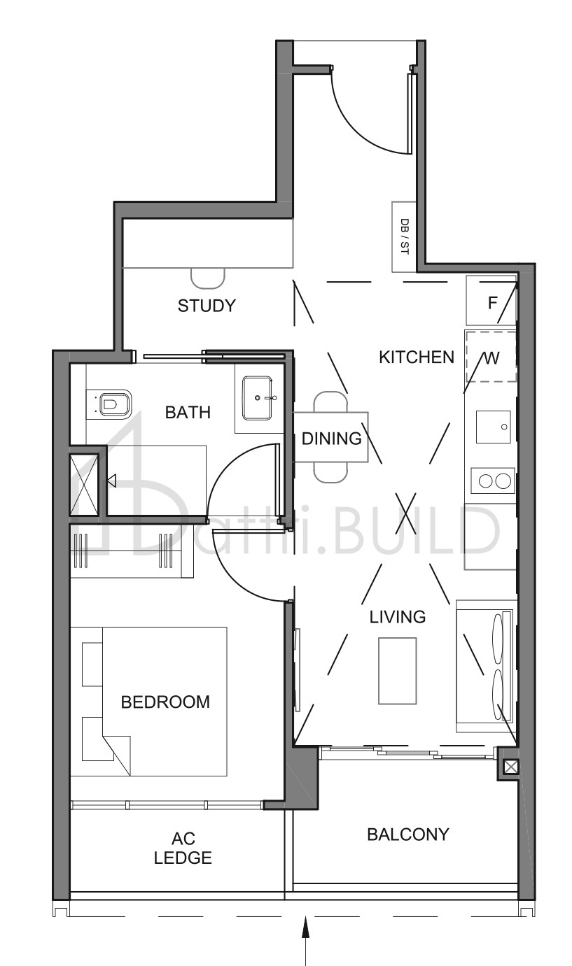 PARC CLEMATIS 1BR+S1 floorplan (watermarked)
