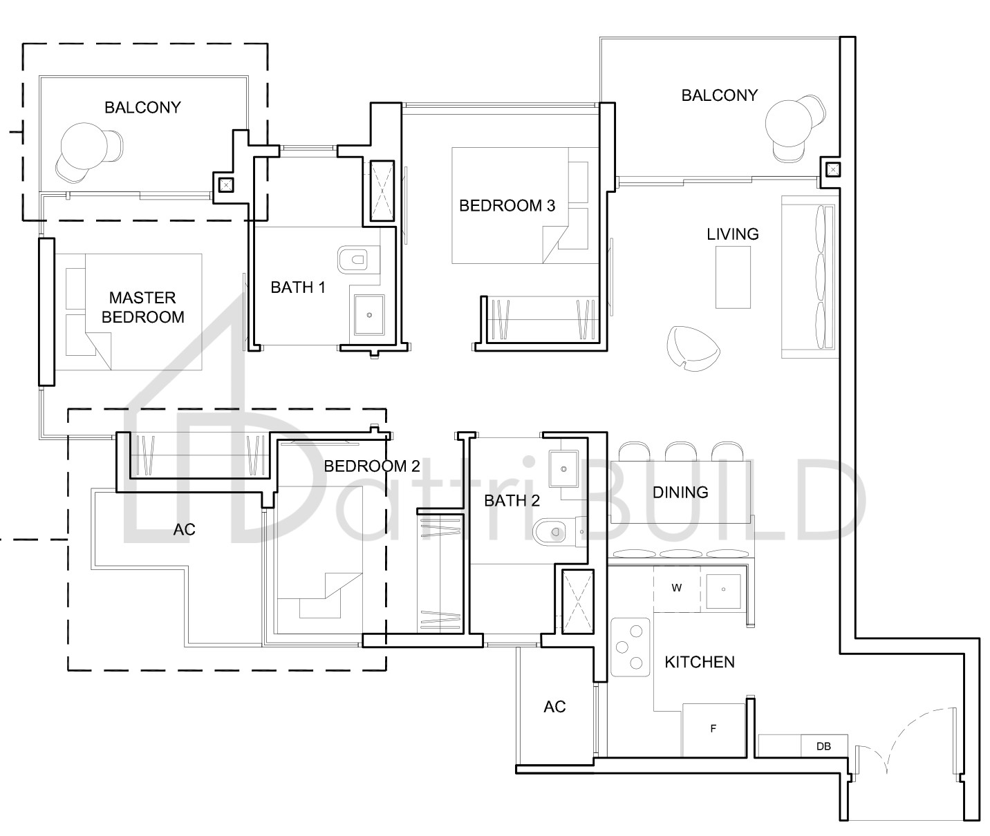 HIGH PARK RESIDENCES 3C1-B floorplan (watermarked)