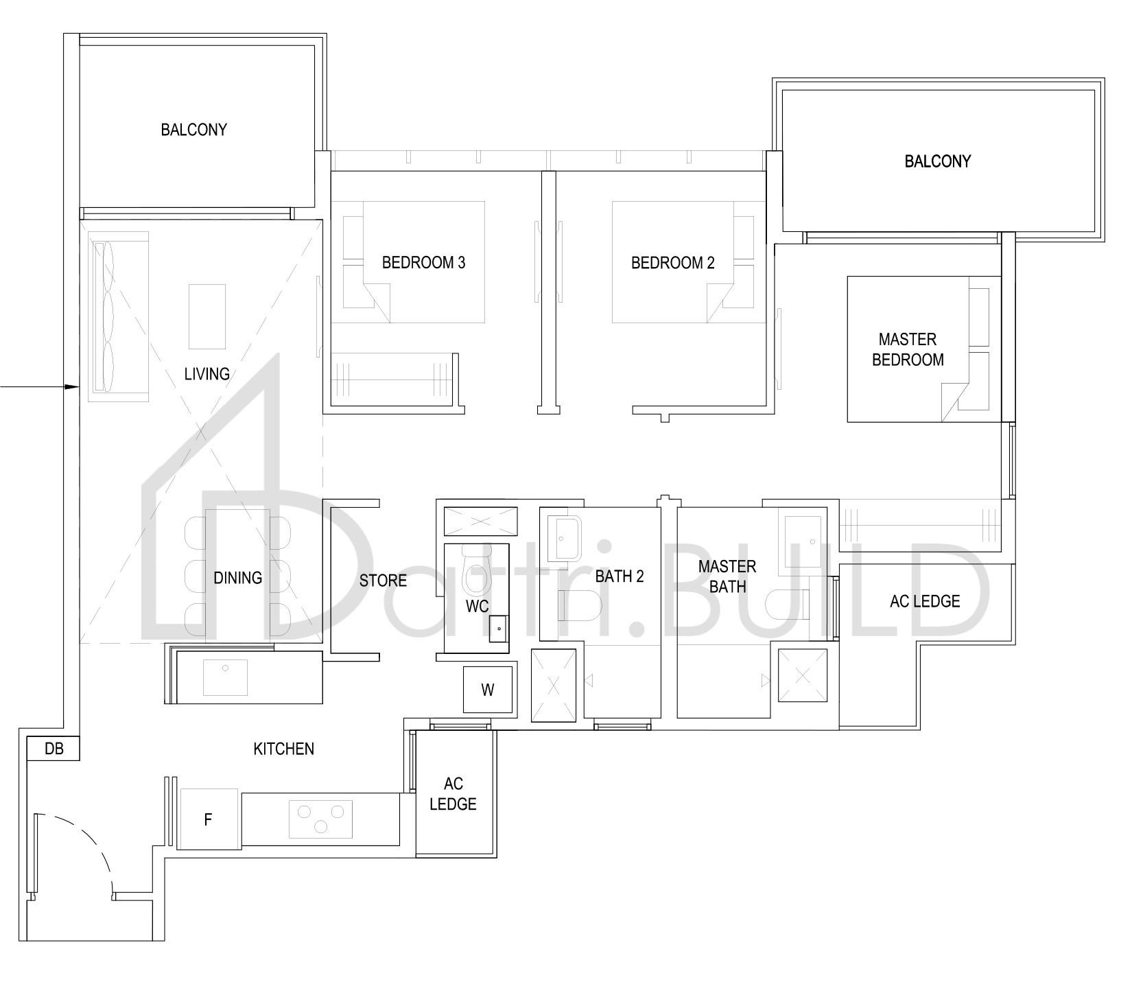 THE FLORENCE RESIDENCES 3D1a(PH) floorplan (watermarked)