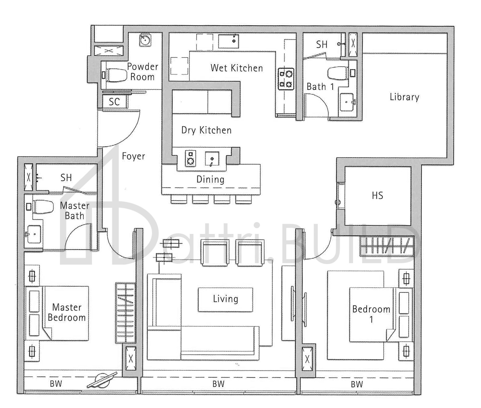 THE HOLLAND COLLECTION B1 floorplan (watermarked)