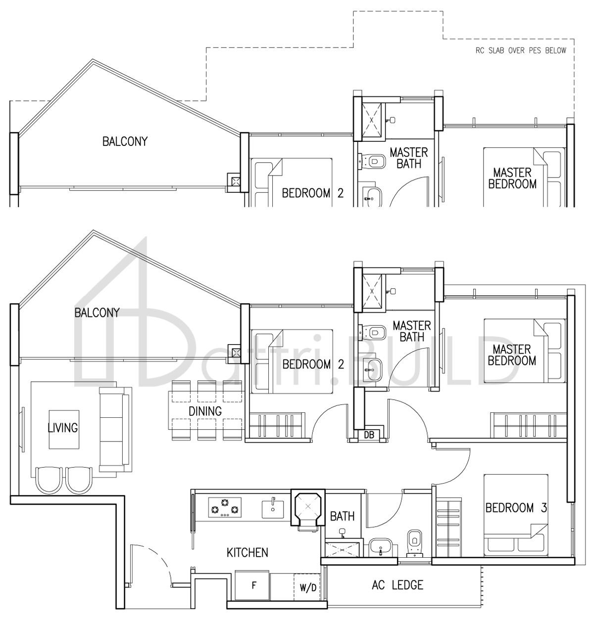THE SKYWOODS 3C2 floorplan (watermarked)
