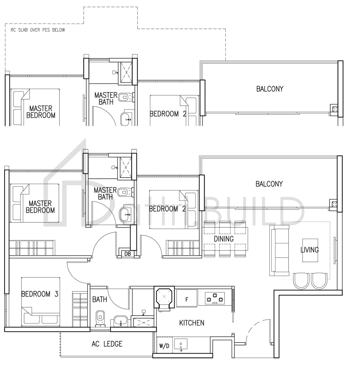 THE SKYWOODS 3C1 floorplan (watermarked)