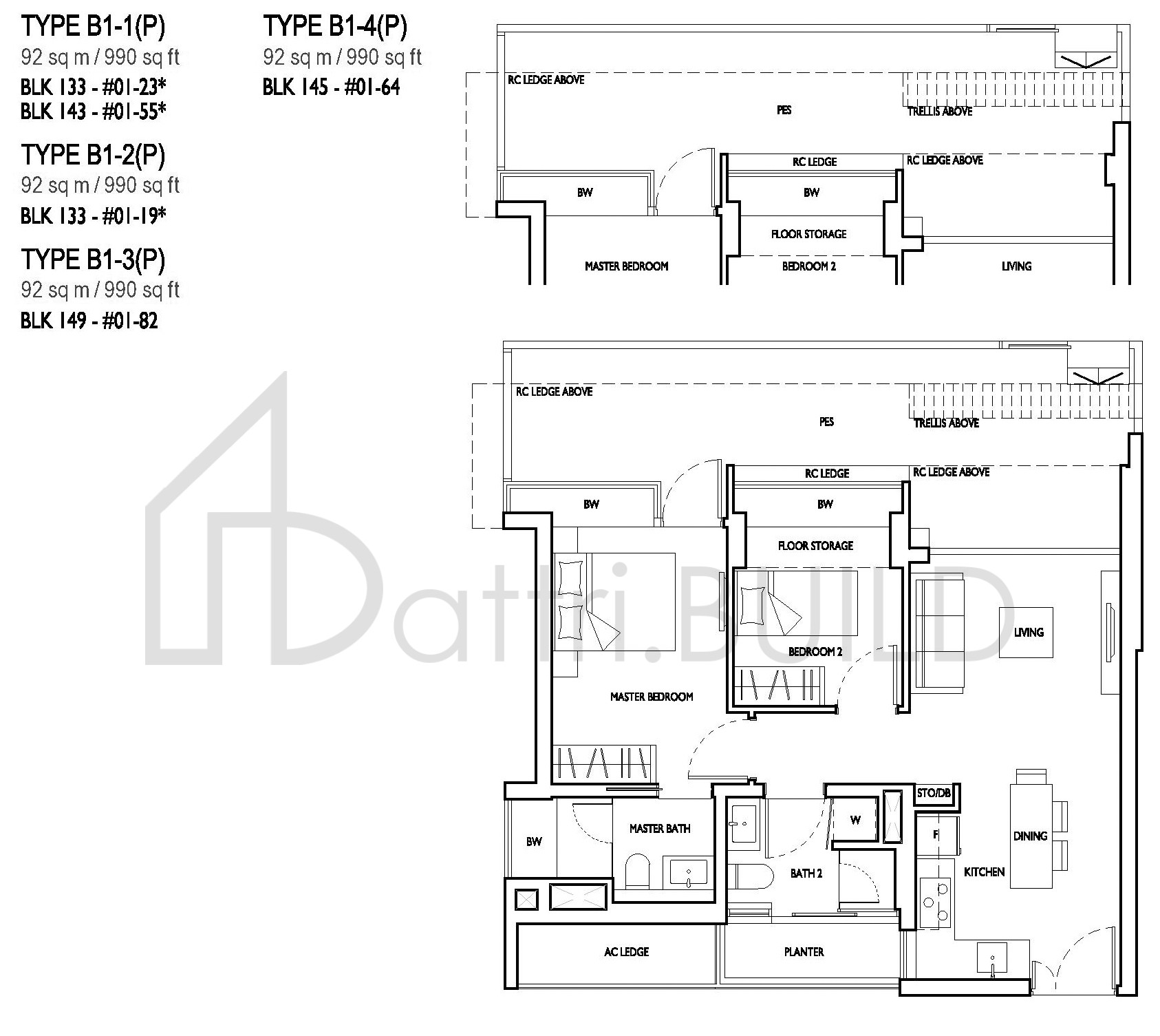 D'NEST B1-1(P),B1-2(P),B1-3(P),B1-4(P) floorplan (watermarked)