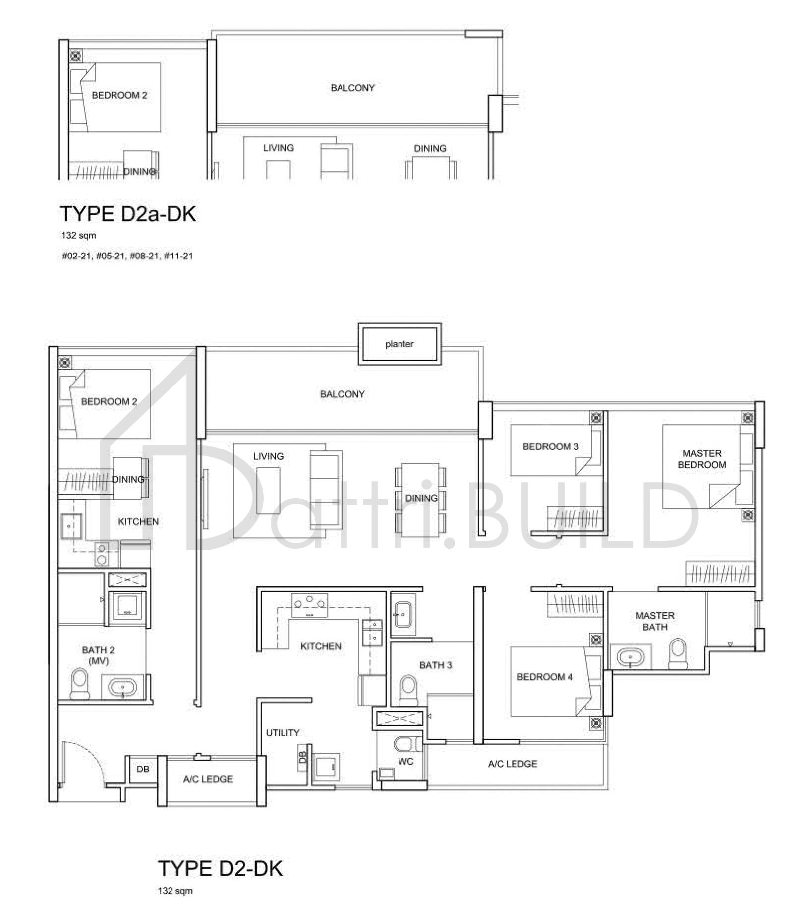 THE SANTORINI D2a-DK floorplan (watermarked)
