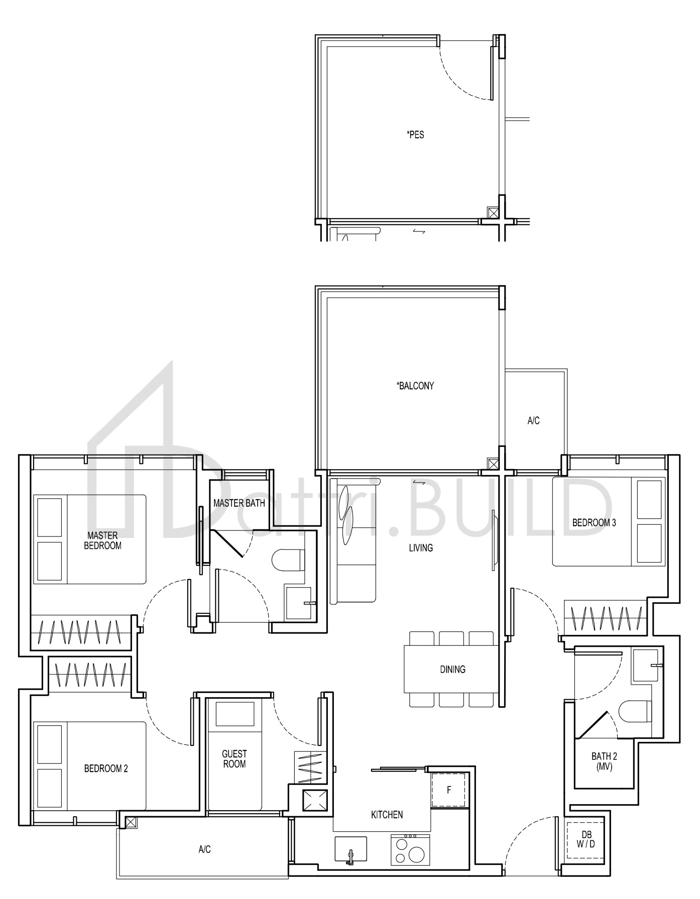VIEW AT KISMIS E1 floorplan (watermarked)