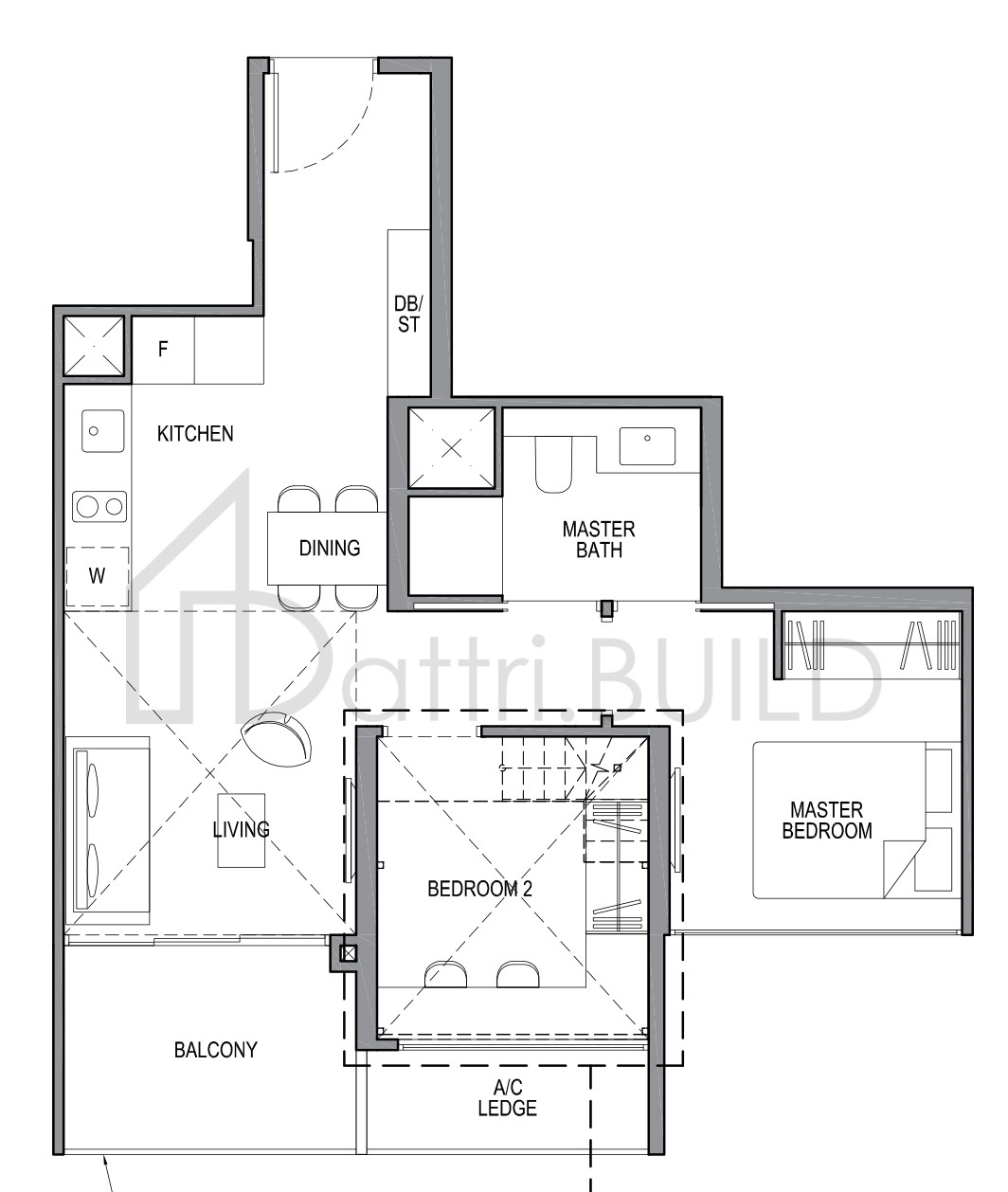 PARK COLONIAL 2C2-PH floorplan (watermarked)