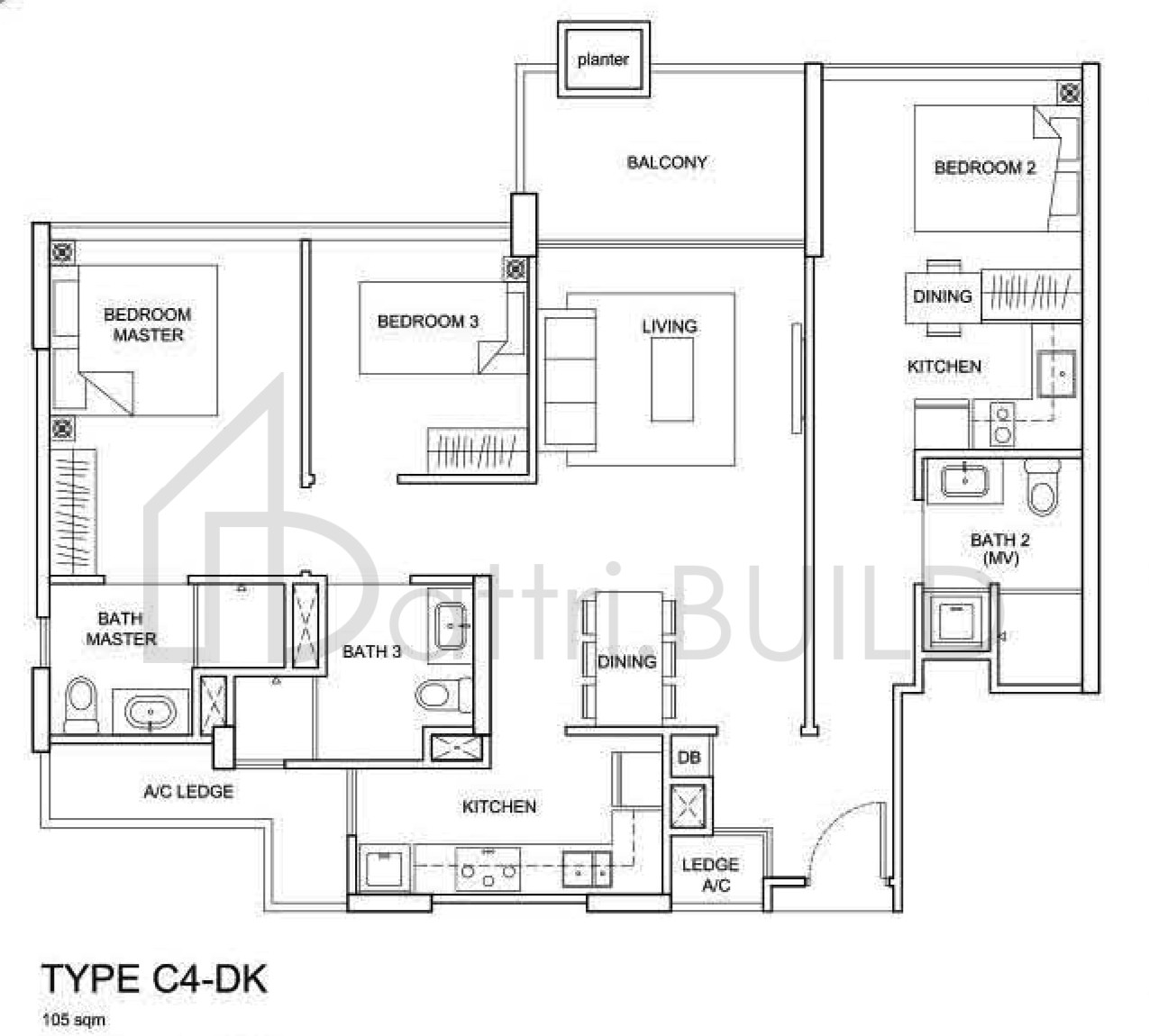 THE SANTORINI C4-DK floorplan (watermarked)
