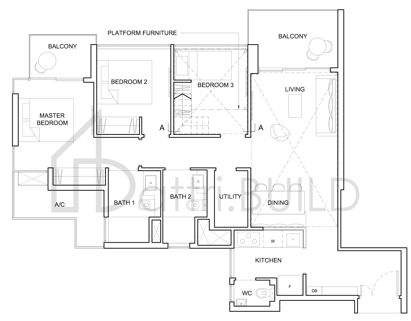 HIGH PARK RESIDENCES 3D3-PH floorplan (watermarked)