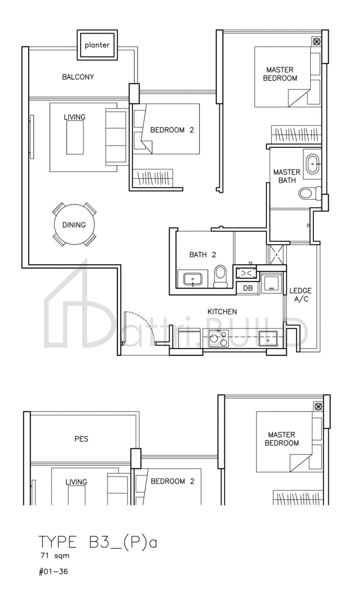 THE SANTORINI B3Pa floorplan (watermarked)