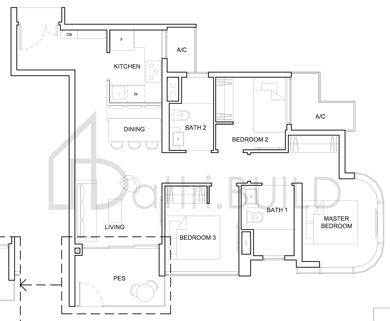 HIGH PARK RESIDENCES 3C2-P floorplan (watermarked)