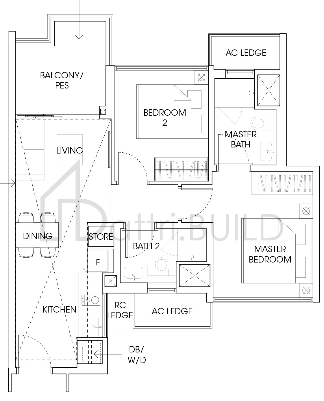 THE ANTARES B1C-PH floorplan (watermarked)