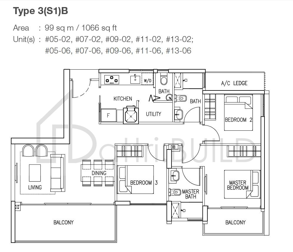 THE SKYWOODS 3S1B floorplan (watermarked)
