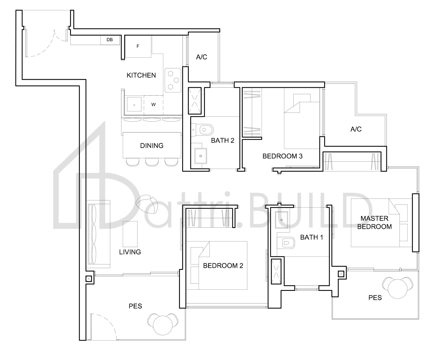 HIGH PARK RESIDENCES 3C3-cP floorplan (watermarked)