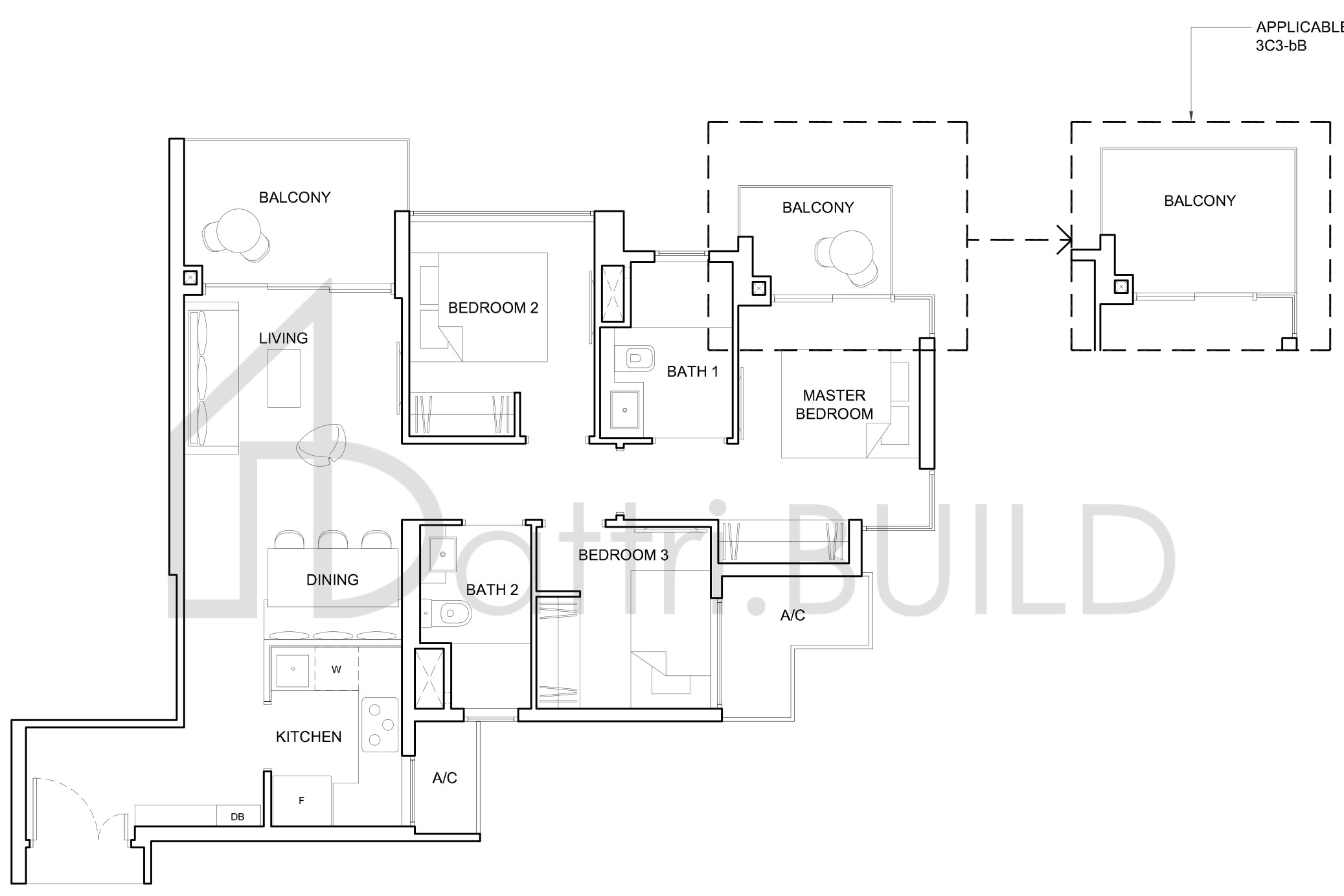 HIGH PARK RESIDENCES 3C3-bB floorplan (watermarked)