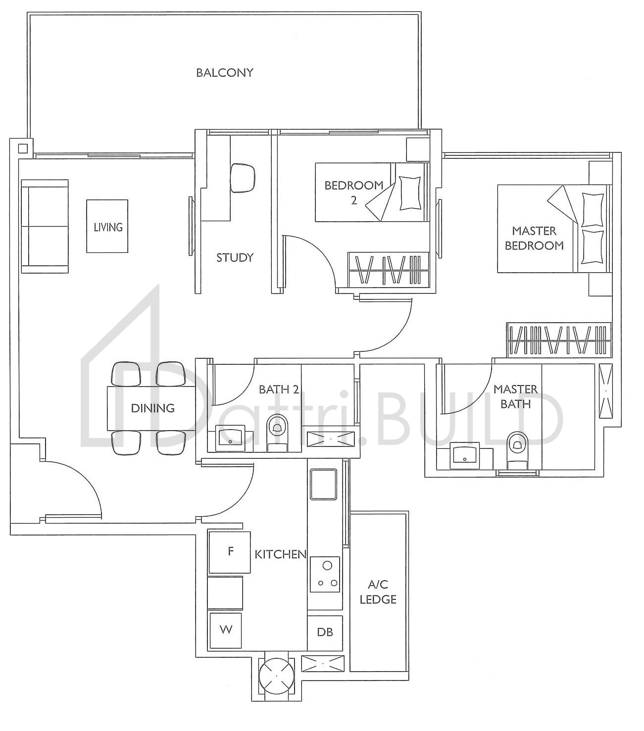 THE LUXURIE BS1A floorplan (watermarked)