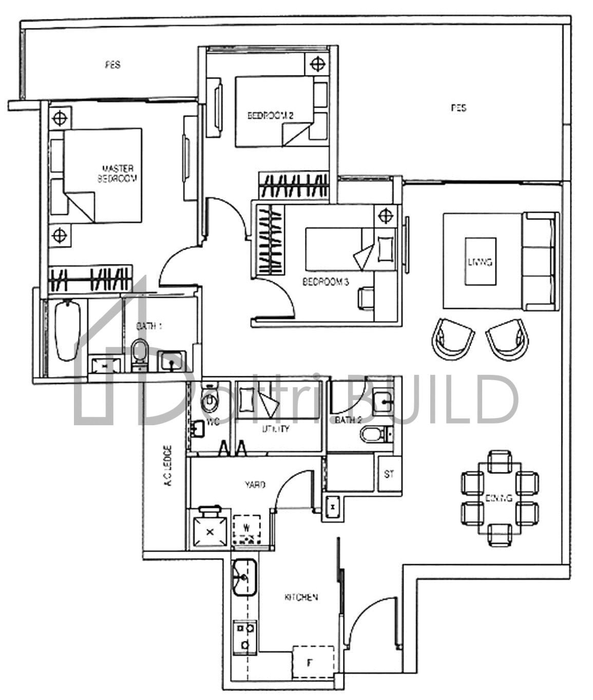 YEWTEE RESIDENCES C1-P floorplan (watermarked)
