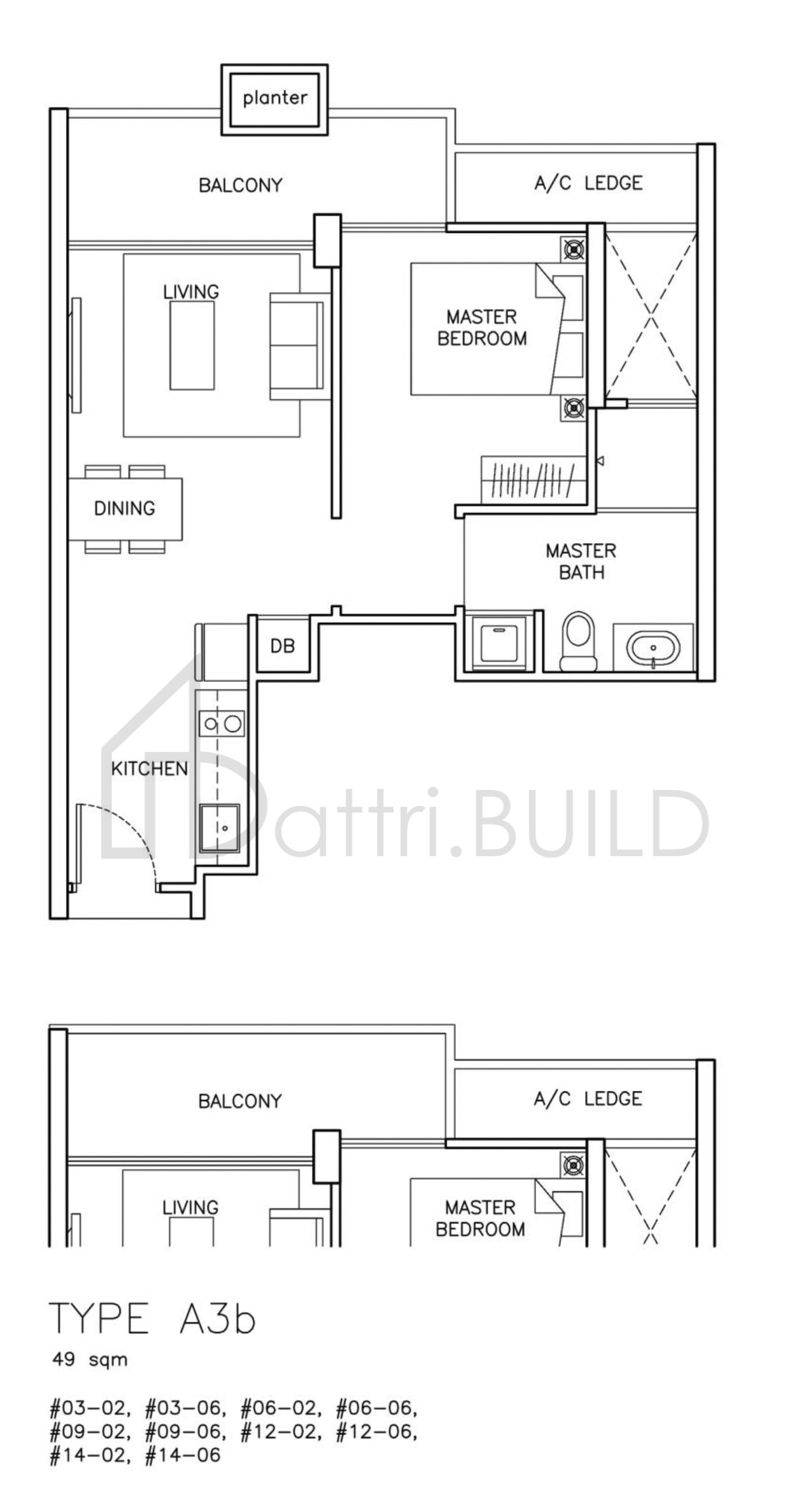 THE SANTORINI A3b floorplan (watermarked)
