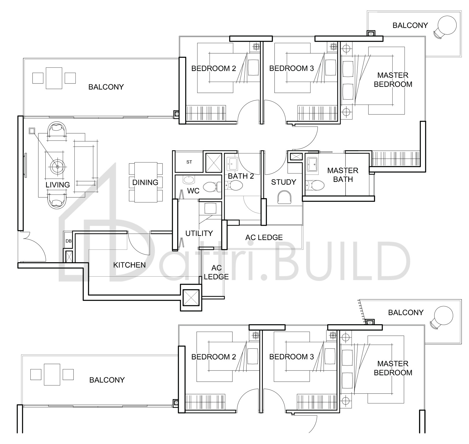 FORESQUE RESIDENCES C3 (VARIATION) floorplan (watermarked)