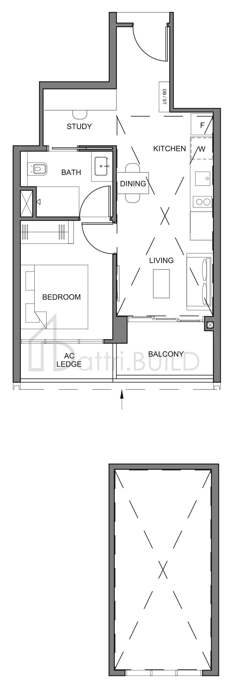 PARC CLEMATIS 1BR+S1H floorplan (watermarked)