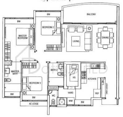 WATERFRONT WAVES B1a floorplan (watermarked)