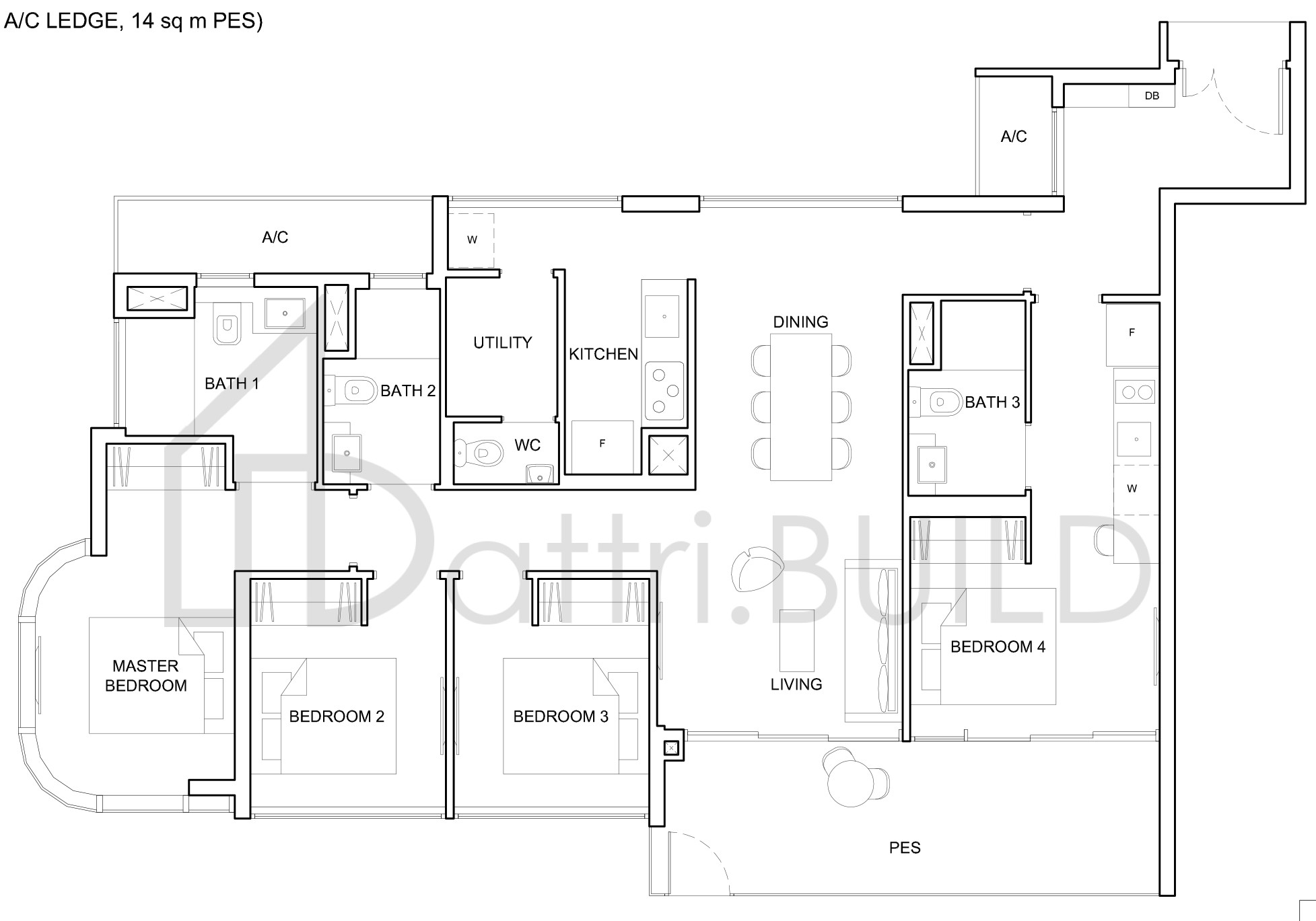 HIGH PARK RESIDENCES 4DK-P floorplan (watermarked)