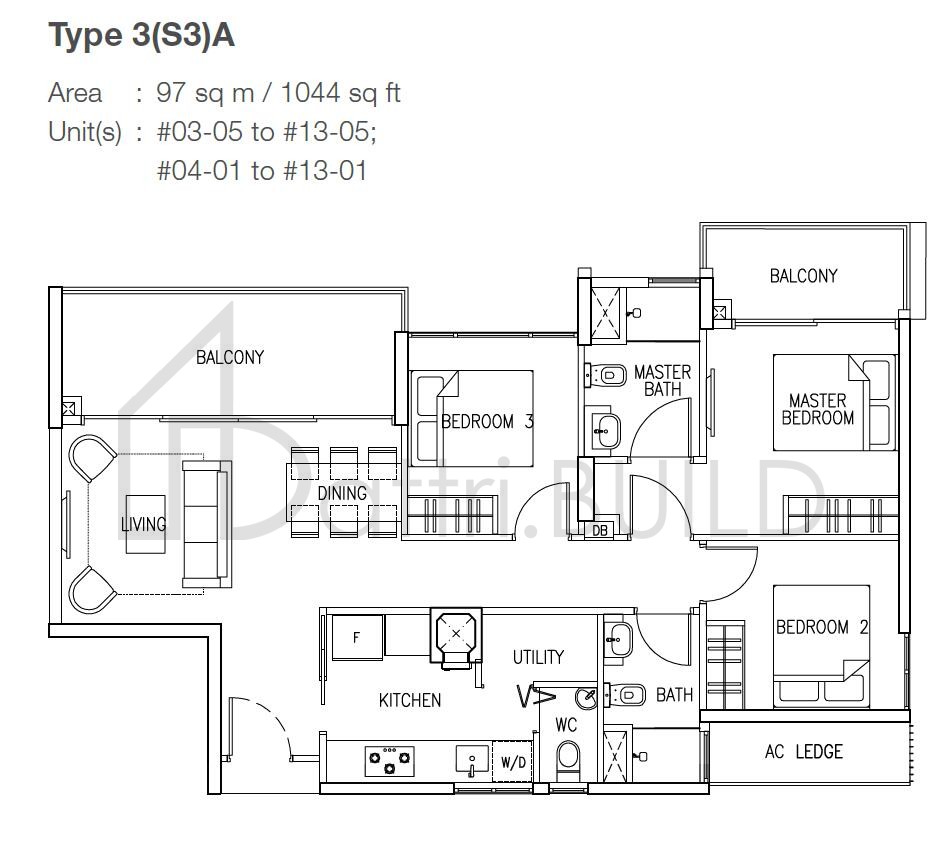 THE SKYWOODS 3S3A floorplan (watermarked)