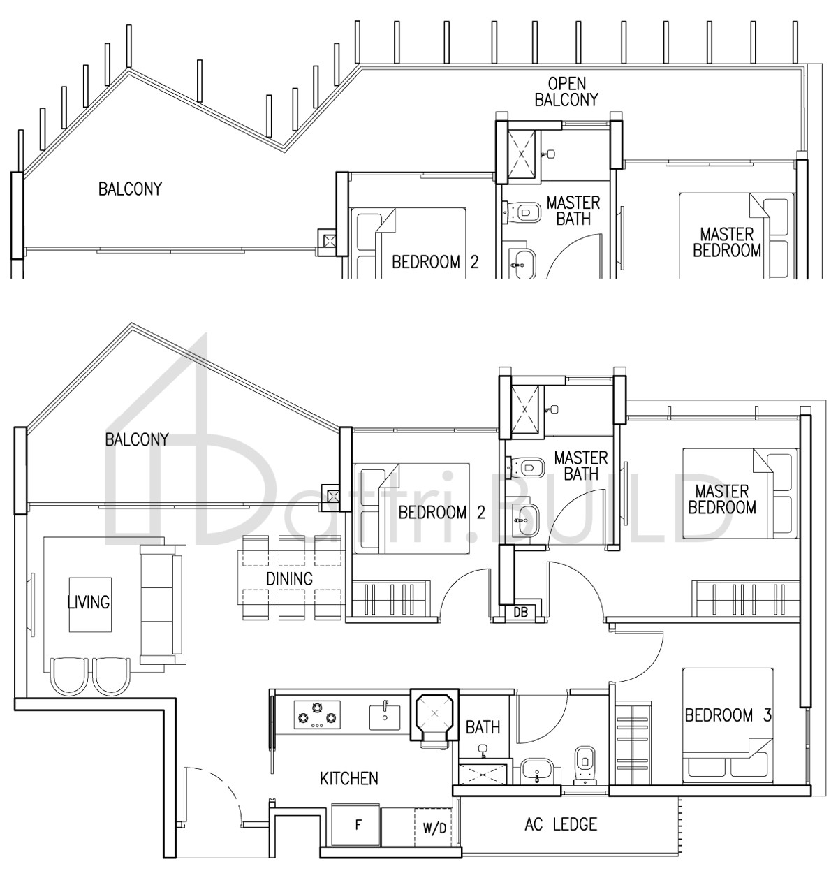 THE SKYWOODS 3C2B floorplan (watermarked)