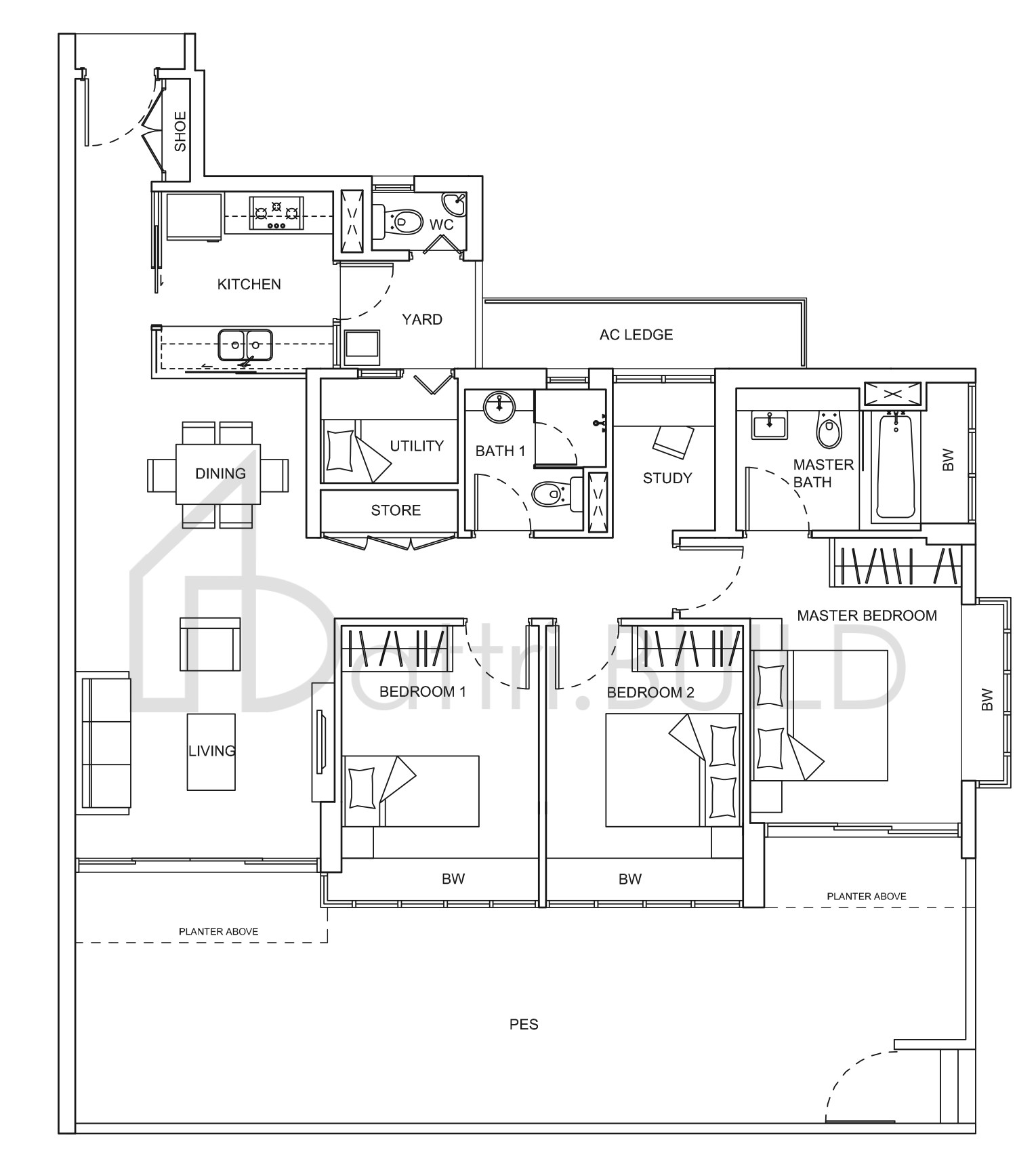 LIVIA D1bp floorplan (watermarked)