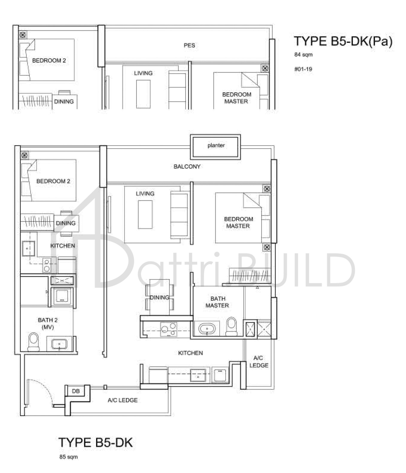 THE SANTORINI B5-DK(Pa) floorplan (watermarked)
