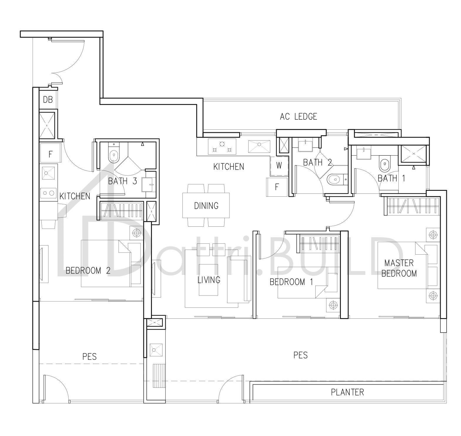 EIGHT RIVERSUITES E1 PES floorplan (watermarked)