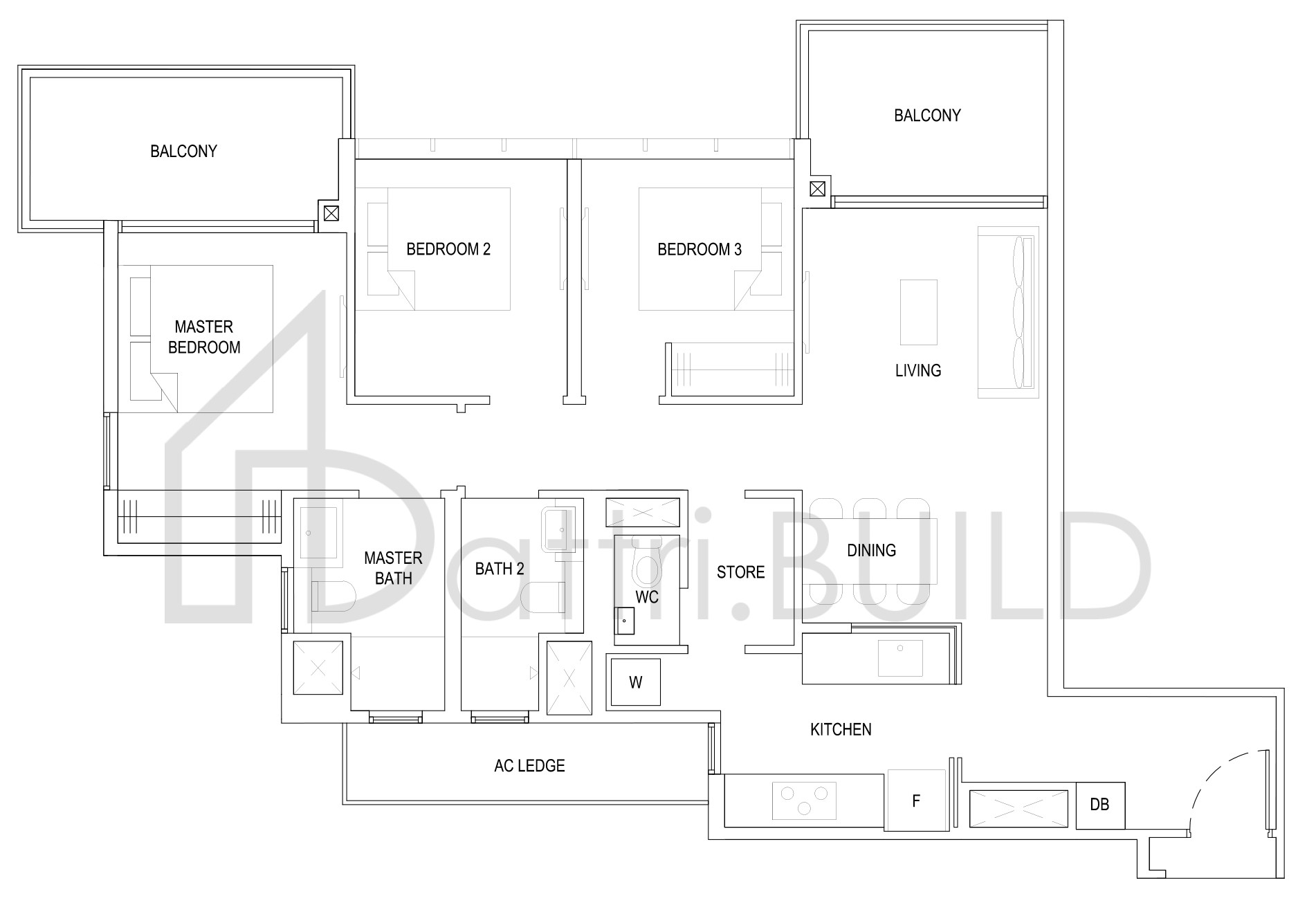 THE FLORENCE RESIDENCES 3D3a(b) floorplan (watermarked)