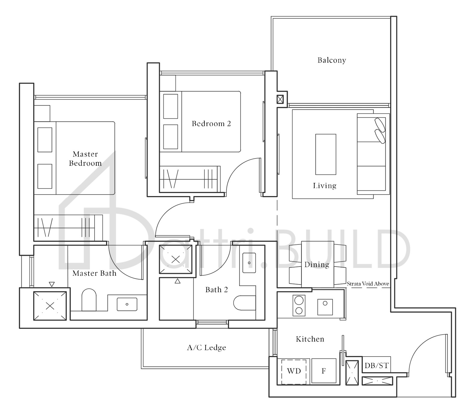 AVENUE SOUTH RESIDENCE BP3-PH floorplan (watermarked)