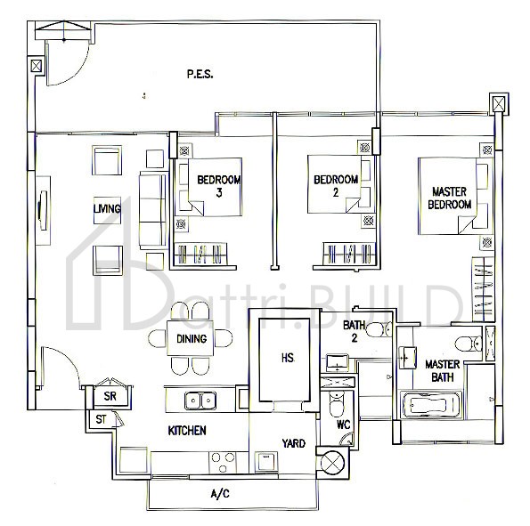 THE CALROSE B2P1 floorplan (watermarked)
