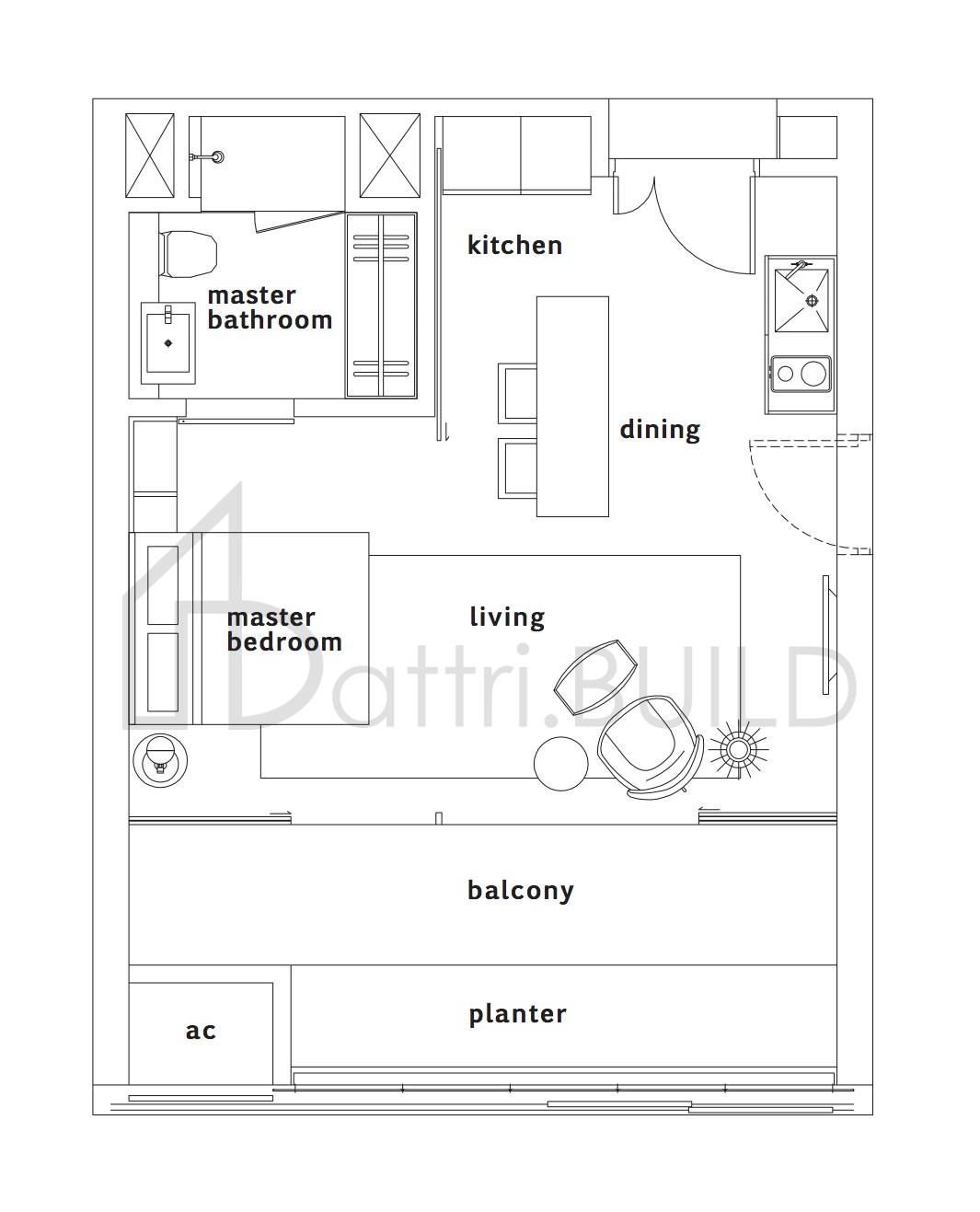 OUE TWIN PEAKS Tower 1, A1 floorplan (watermarked)