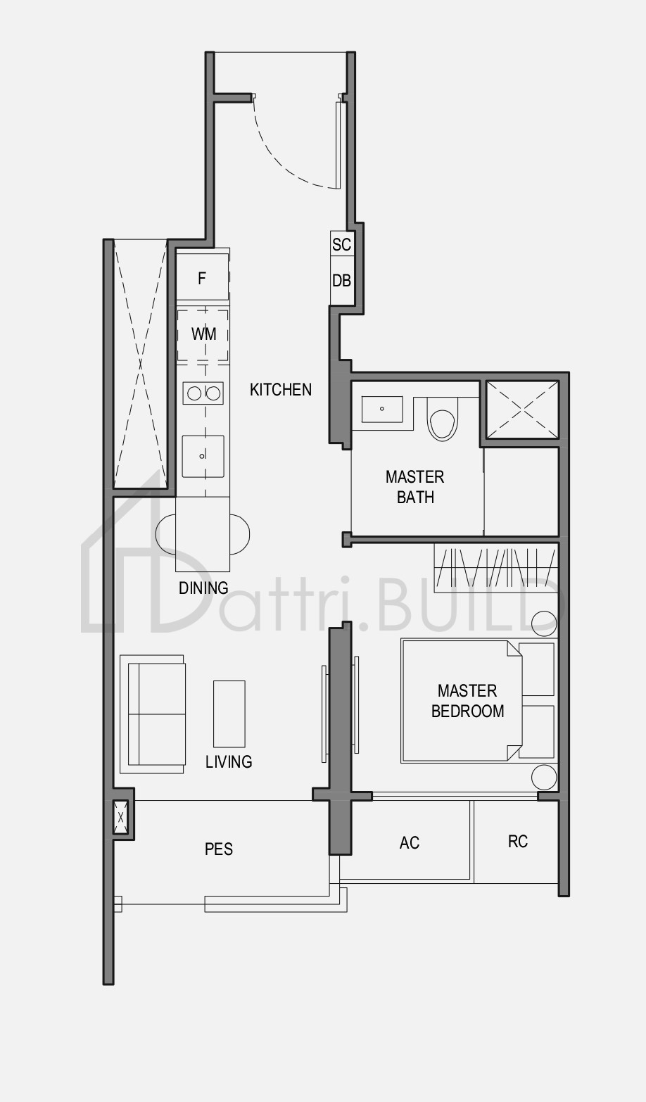 PARC BOTANNIA 1BR3-P floorplan (watermarked)